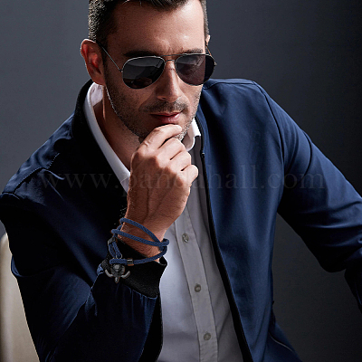 6шт. набор браслетов из двухцветного полиэфирного шнура с двумя петлями и застежками из сплава в виде черепахи BJEW-FI0001-25-1