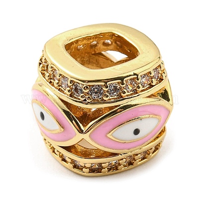 Реечное покрытие латунь микро паве кубический цирконий европейские бусины KK-M247-34G-04-1