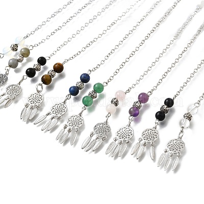 Круглые смешанные драгоценные камни биолокационные маятники G-M447-07P-1