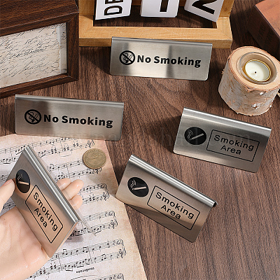 6 шт. 2 стиля 201 нержавеющая сталь гостиничный ресторанный стол знак для некурящих и зона для курения AJEW-CP0003-74-1