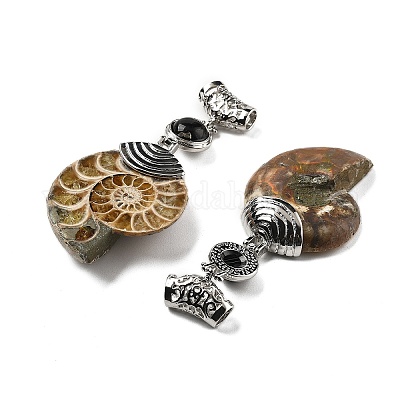 Подвески из натурального черного агата в виде окаменелой улитки G-F062-08-1