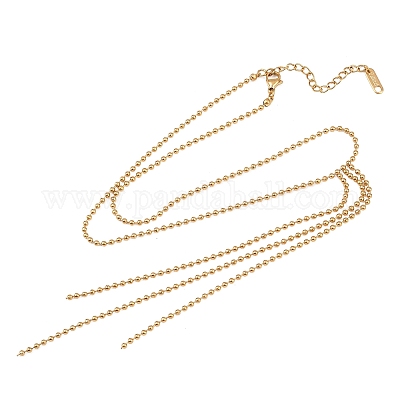 Женские ожерелья с шариковой цепочкой и кисточками из нержавеющей стали 304 NJEW-Z104-01G-1