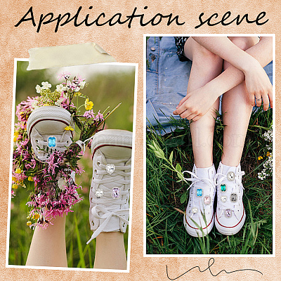 8 шт. 8 стиля железных и стеклянных пряжек для обуви FIND-CP0002-96-1