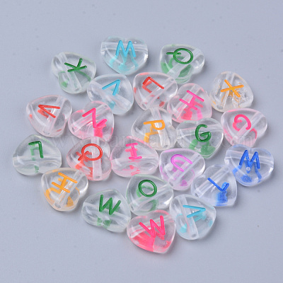 Wholesale Transparent Acrylic Heart Horizontal Hole Letter Beads