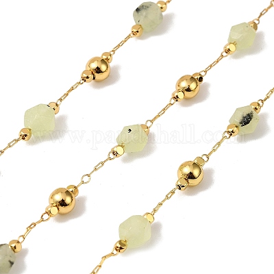 Цепочки из круглых бусин из пренита ручной работы CHC-F021-01G-01-1