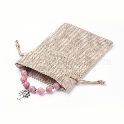 Браслеты с подвесками из натуральных бусин из вулканической породы BJEW-JB03369-04-1