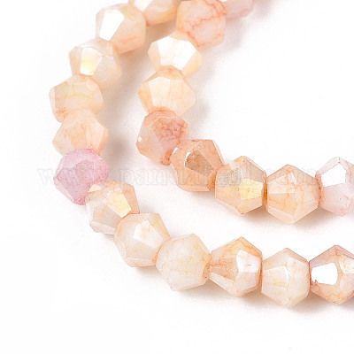 Граненые гальванические непрозрачные стеклянные бусины GLAA-T025-4mm-09A-1