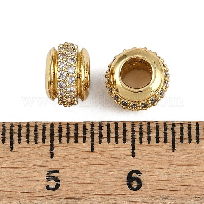 Латунные микро проложить кубического циркония бусы KK-L241-10G-1