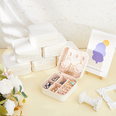 Квадратная коробка на молнии из ПВХ с ворсом для хранения ювелирных изделий CON-WH0099-03B-1