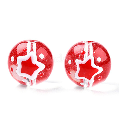 Прозрачное стекло с эмалевыми бусинами LAMP-T011-21B-1