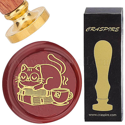 Латунные восковые печати с деревянной ручкой AJEW-WH0412-0058-1