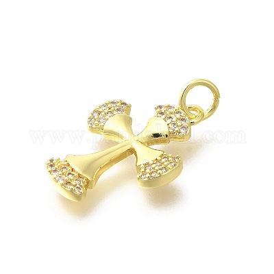 Латунные микропаве прозрачные подвески с фианитом KK-M297-11G-1