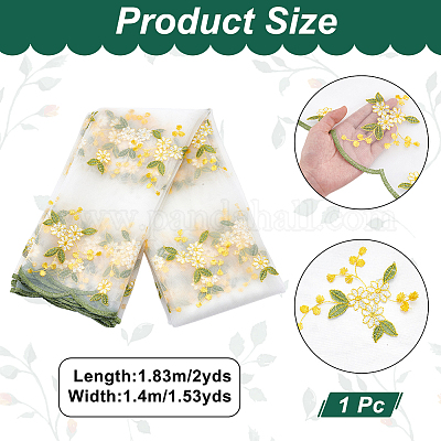 Полиэстер кружевная ткань с цветочным узором DIY-WH0061-021B-1