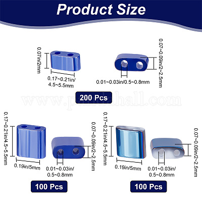 400шт 3 стеклянных бисера с 2 отверстиями SEED-CN0001-23-1