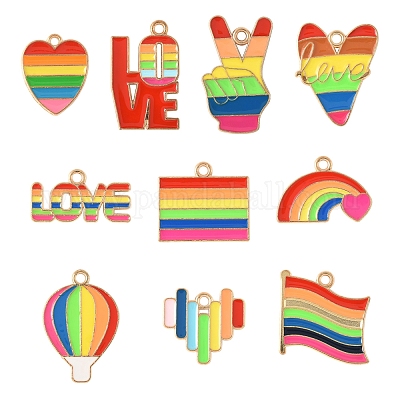 20 шт. 10 стиля радужных эмалевых подвесок из сплава гордости ENAM-FS0002-92-1