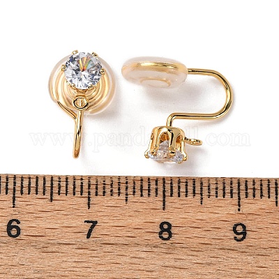 Фурнитура для ушей из латуни с микропаве из кубического циркония KK-F898-15D-G-1