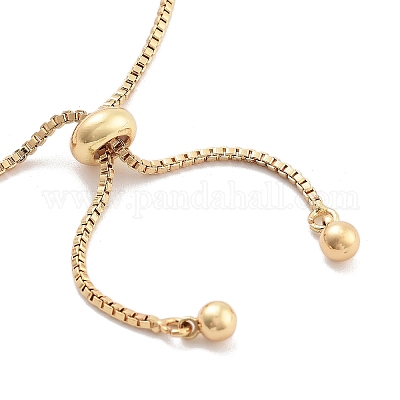 Браслеты-слайдеры из латуни с прозрачным кубическим цирконием и цепочкой-капелькой BJEW-YWC0002-07G-1