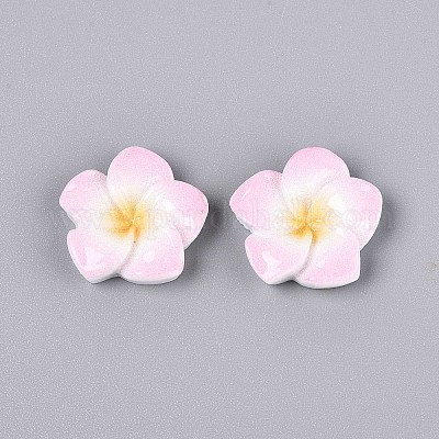 Кабошоны из непрозрачной смолы в виде цветка плюмерии CRES-T025-30C-02-1