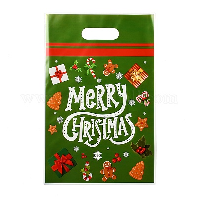 50 шт. Рождественские печатные целлофановые пакеты OPP с ручкой-прорезью ABAG-C013-05-1