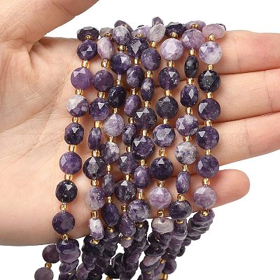 Натуральные лепидолитовые бусины G-C116-A09-02-1