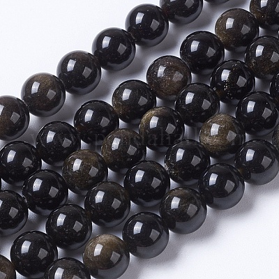 Естественный золотистый отлив обсидиан бисер пряди G-K268-01-8mm-1