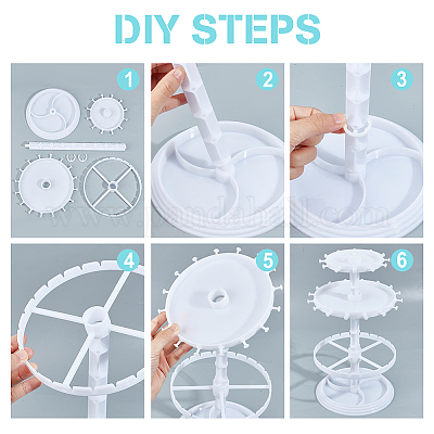 3-ярусная вращающаяся круглая акриловая башня для ювелирных изделий с подносом EDIS-WH0015-13B-1