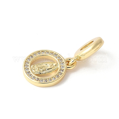Латунь микропейв кубический цирконий европейские подвески с подвесками ZIRC-I071-24G-1