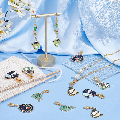 Подвесные маркеры петель с замком из сплава эмали HJEW-AB00127-1