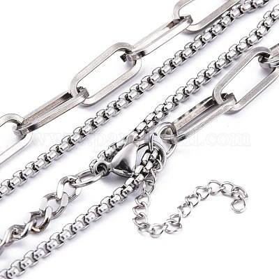 Двухслойные ожерелья из нержавеющей стали марки 304 NJEW-M181-07P-1