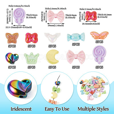 50 шт. набор из 10-х видов непрозрачных акриловых бусин с УФ-покрытием OACR-TA0003-94-1