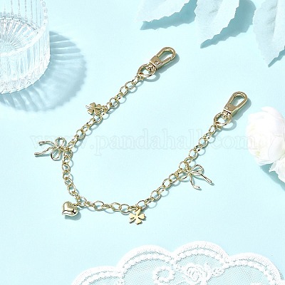 Декоративные цепочки из нержавеющей стали 304 и сплава в форме сердца и клевера с бантом из латуни FIND-JF00180-1