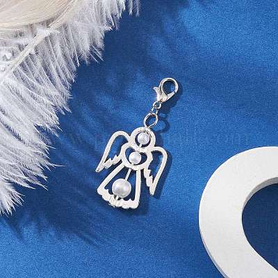 Подвеска в виде ангела из сплава и стекла с жемчугом HJEW-JM03491-1