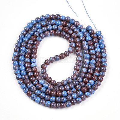 Выпечка окрашенные стеклянные бусины пряди X1-DGLA-N003-4mm-C10-1