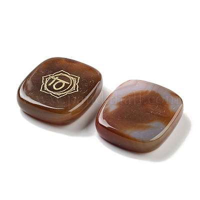 Прямоугольник из натурального сердолика со знаками чакры DJEW-K025-02A-1