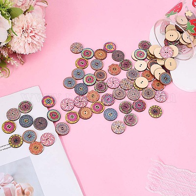 100 шт. пуговицы из тополя с 2 отверстиями BUTT-CY0001-14-1