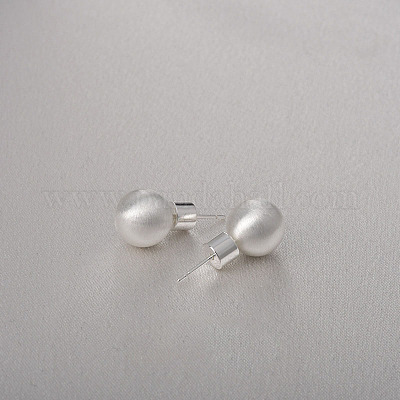 Латунные накладные затычки для ушей с круглым шариком для женщин EJEW-G391-24D-S-1