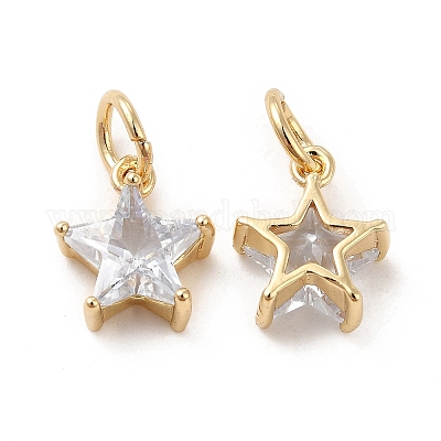 Подвески из латуни с покрытием из прозрачного кубического циркония KK-E081-03G-1