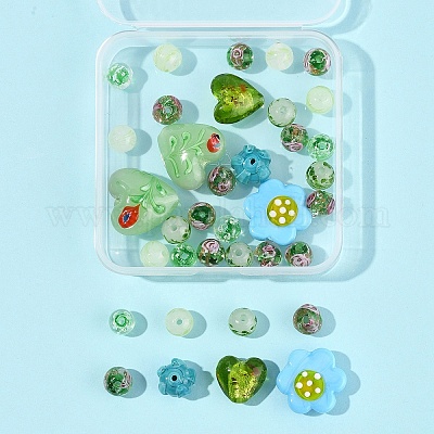 38 шт. 9 стиля стеклянных бусин ручной работы из серебряной фольги FOIL-FS0001-38-1