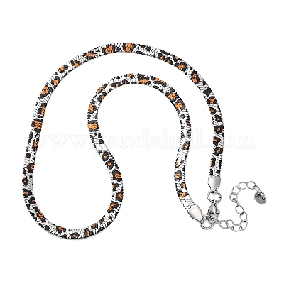 Ожерелья из плоской цепи-змейки из нержавеющей стали 304 с леопардовым принтом для женщин NJEW-A044-02B-P-01-1