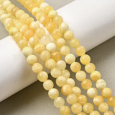 Нити бусин из натурального желтого нефрита G-A274-A01-6mm-1