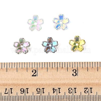 70 шт. 5-цветные прозрачные гальванические стеклянные колпачки для бусин EGLA-FS0001-55-1