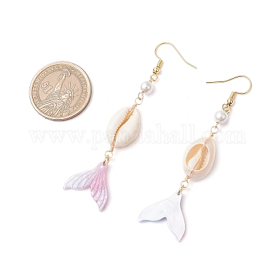 Оболочки жемчужные болтающийся серьги EJEW-TA00626-1