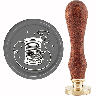 Латунная восковая печать штамп с ручкой AJEW-WH0184-0964-1