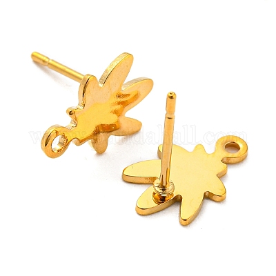 Фурнитура для сережек-гвоздиков из нержавеющей стали в форме листа 201 STAS-Q251-01G-1