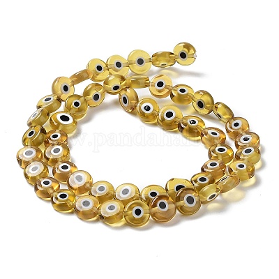 Ручной сглаза Lampwork плоские круглые пряди шарик LAMP-L058-8mm-13-1