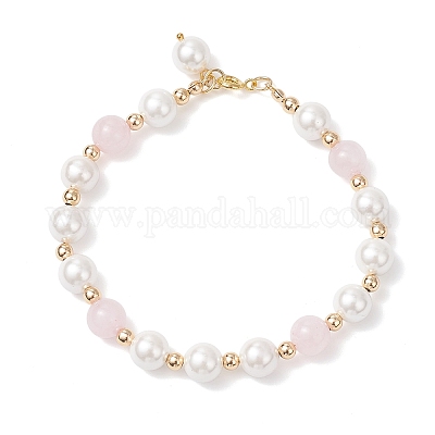 3 шт. 3 стильных браслета из круглых бусин из ракушечного жемчуга и натуральных и синтетических смешанных драгоценных камней для женщин BJEW-JB12502-1