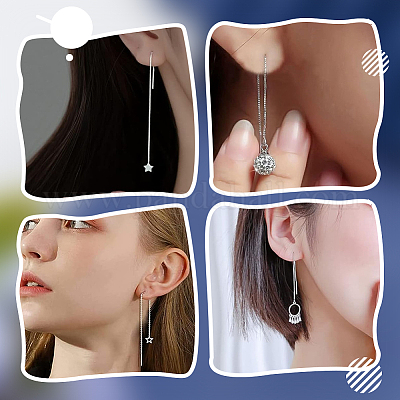 3 пара 925 сережек-гвоздиков из стерлингового серебра STER-BBC0006-72-1