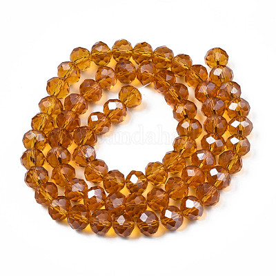 Стеклянные бусины с гальваническим покрытием  EGLA-A034-T8mm-B-1