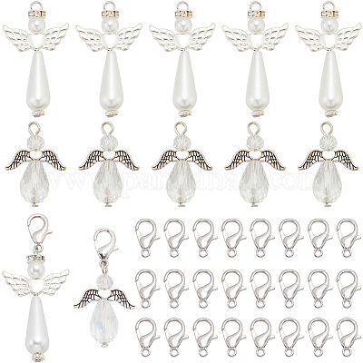 60 шт. 3 стиля гальванического стекла с акриловым искусственным жемчугом с подвесками из сплава FIND-SC0010-07-1