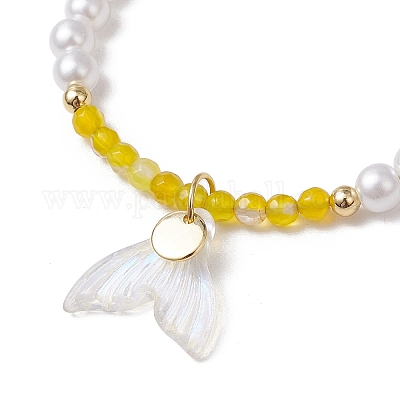 Браслеты из бисера с имитацией жемчуга из натурального агата и АБС-пластика BJEW-JB11667-1